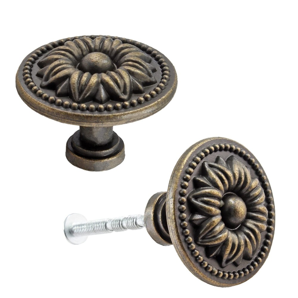 12 Pack Vintage Dresser Knobs - Bronze, Small Drawer Knobs, Antique Cabinet P...