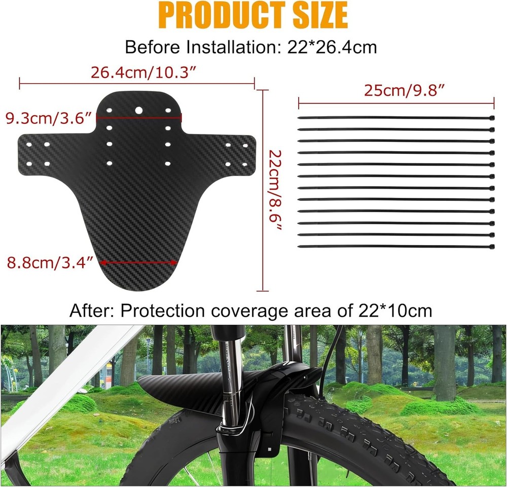 Bicycle Mudguards Front Rear MTB 2PCS Carbon Fiber Pattern
