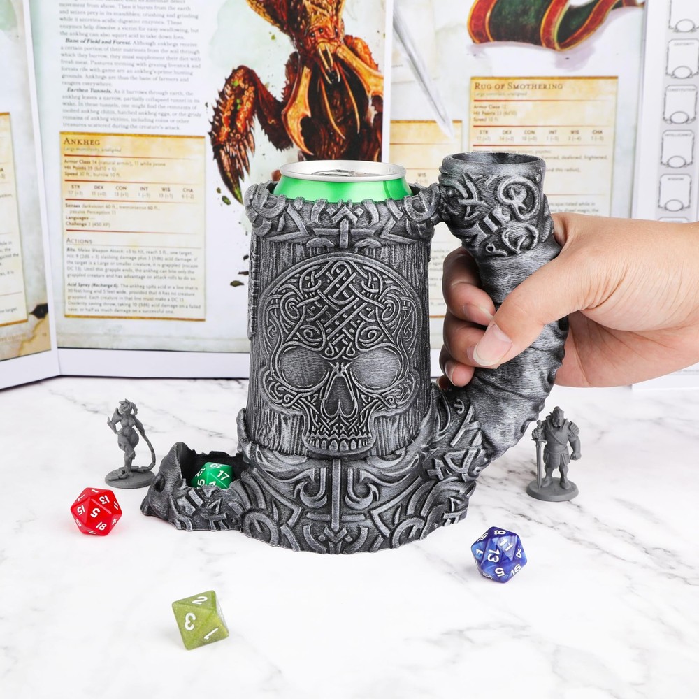 Hand-Painted Skull Dice Tower – DND Dice Rolling Tower, RPG Dice Storage,