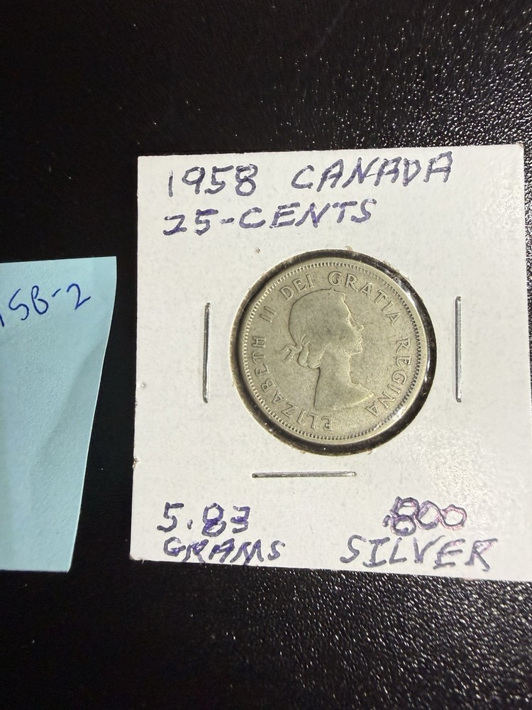 CANADA 25 CENTS 1958 SILVER .800