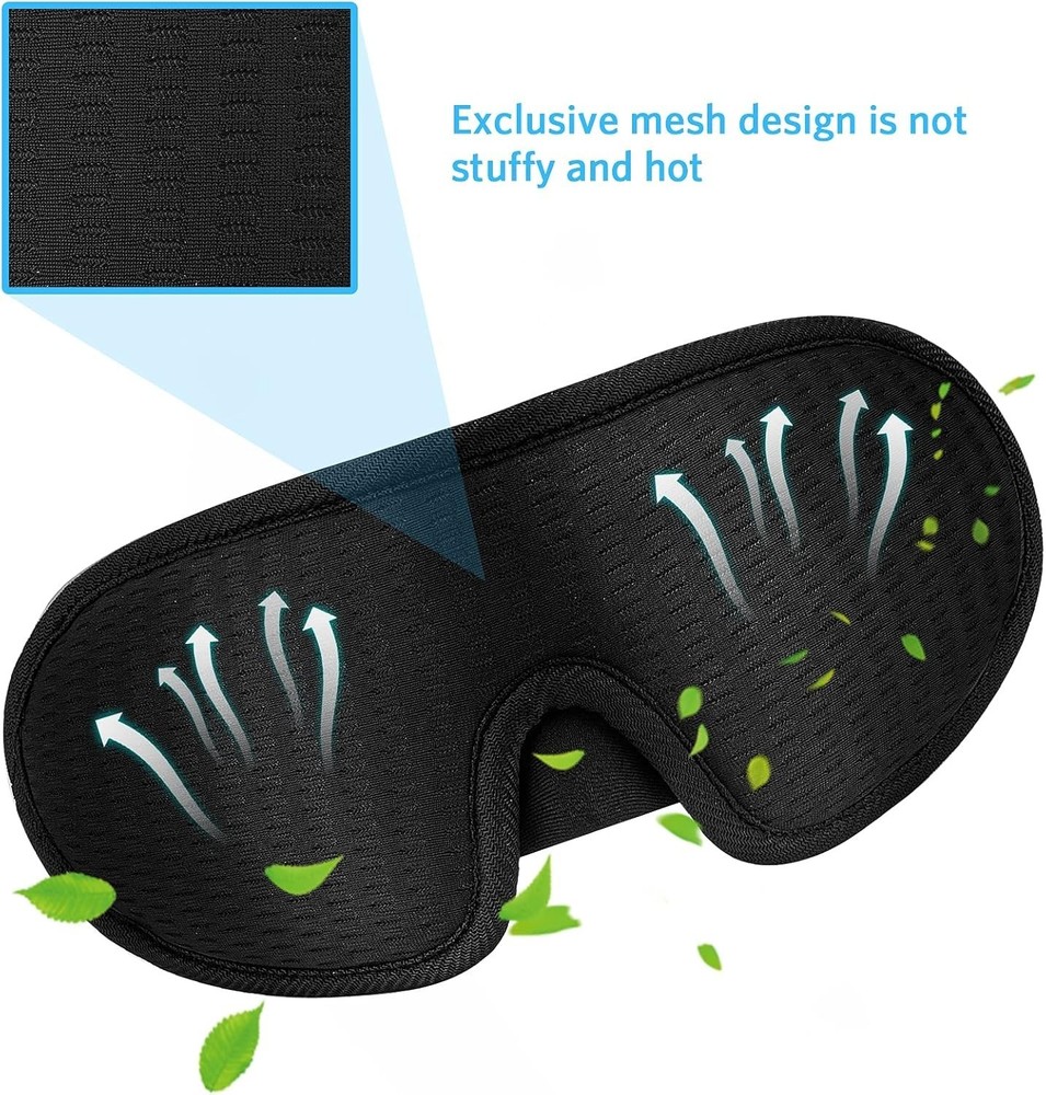 Luxury 3D Contoured Sleep Mask - 100% Light Blocking & Adjustable Comfort