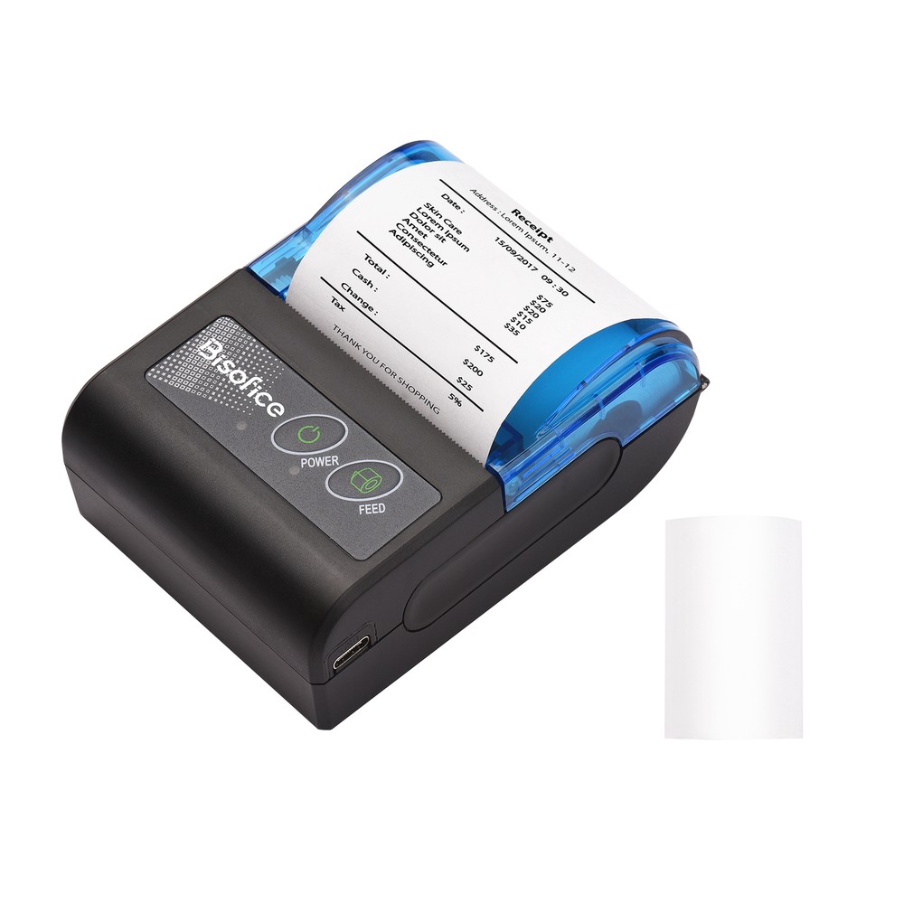 Bisofice 58mm Portable BT&USB Thermal Receipt Printer Mini Bill Ticket Printer E