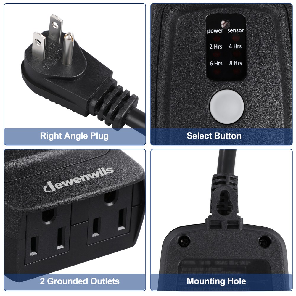 DEWENWILS Remote Control Outlet Timer Outdoor Waterproof Light Sensor Timer