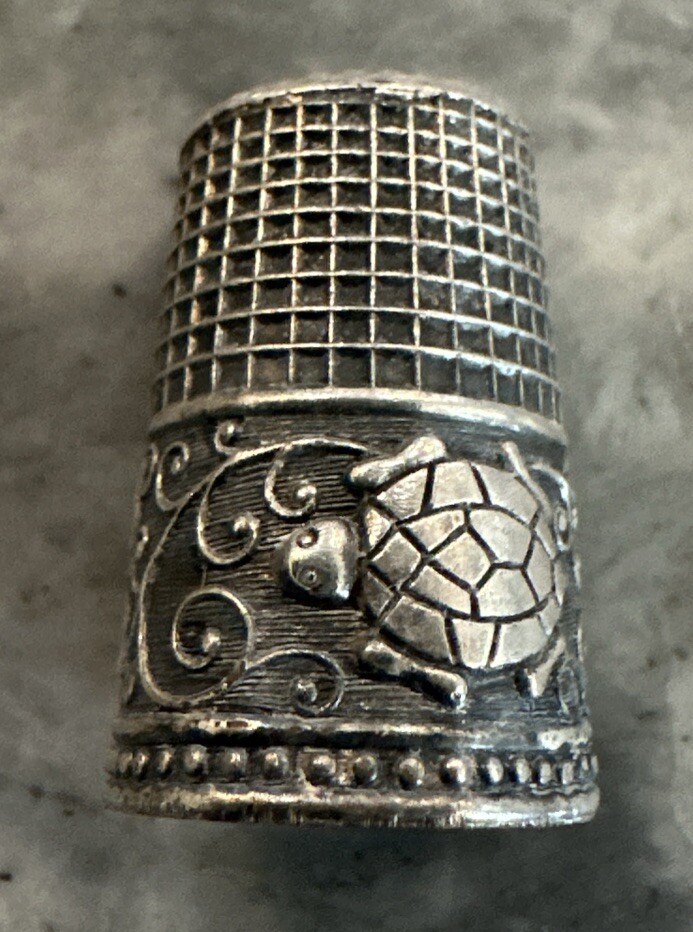 Vintage Sterling Turtle Thimble. Fun Piece!