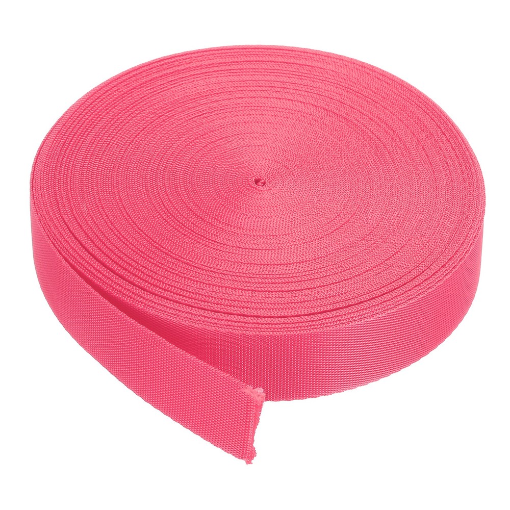 Flat Nylon Webbing Strap 1" 20 Yards Bright Rose Red for Backpack Luggage-rack