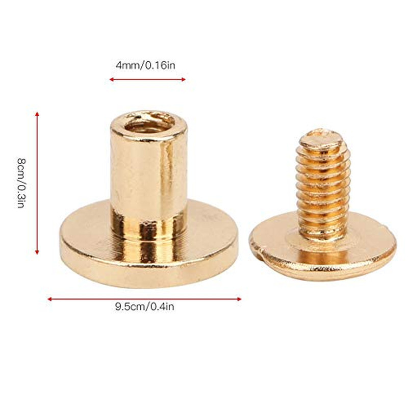 50Pcs Leather Rivets Kit, Pure Copper Flat Head Rivets, Setting Tools 8Mm (Gold)