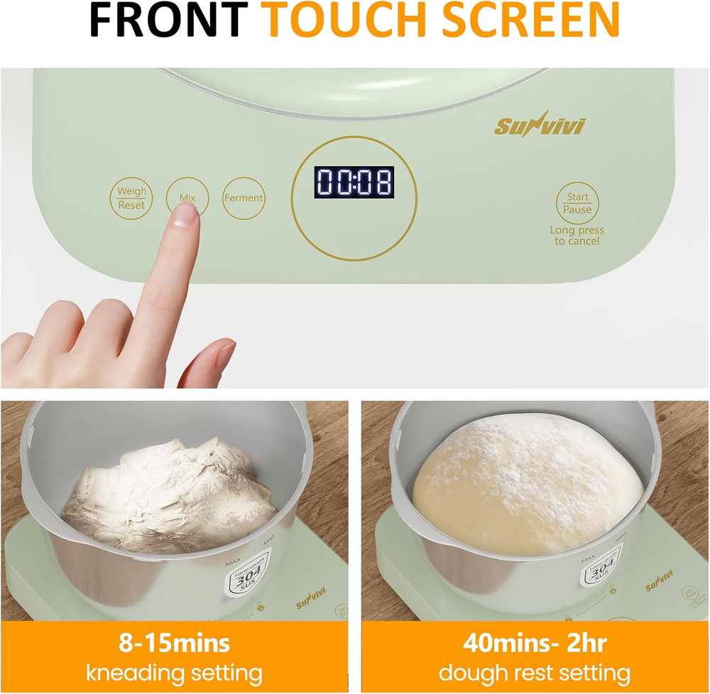 Electric Dough Maker with Ferment Function, Large Capacity Dough Mixer with Weig