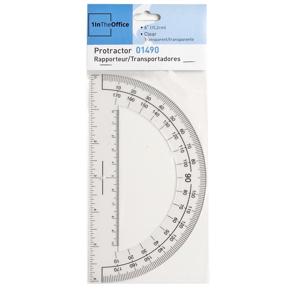 6 Pieces Clear Plastic Protractor 6 Inch 180 Degrees Geometry Tools
