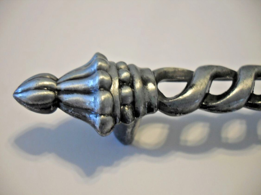 Vintage Nos Drawer Pull Silver/Pewter & Black Barber Pole Shape Cabinet Handle