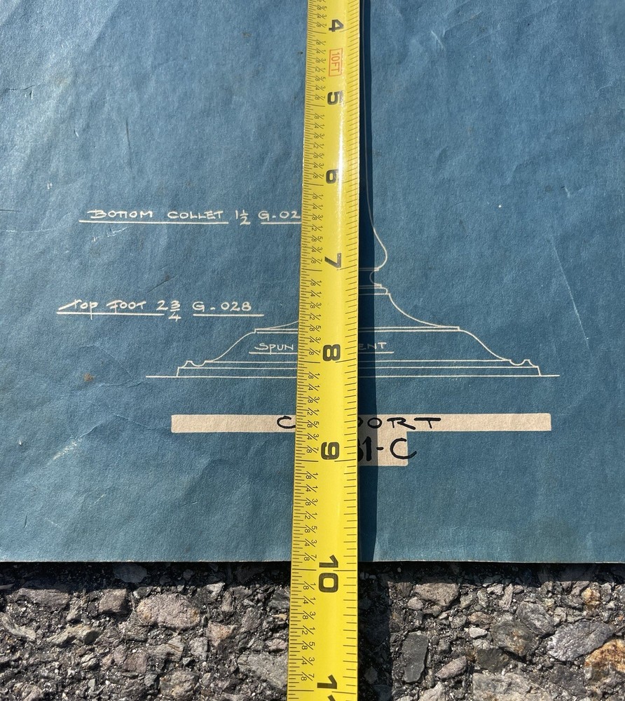 Antique Reed & Barton Co Paper Blueprint Pattern Sketch For Silver Cup Prototype