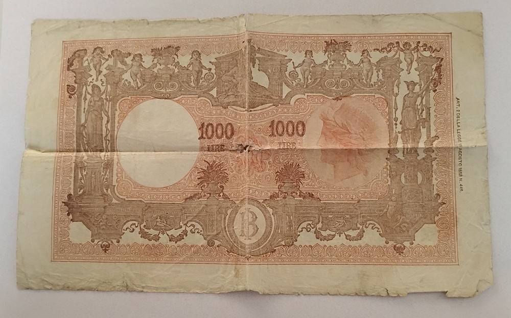 1943 Italy 1,000 Lira Note