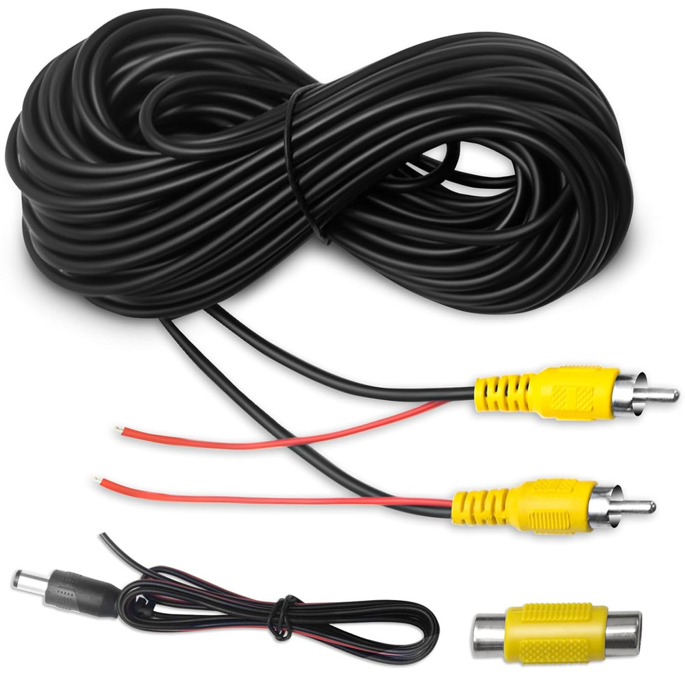 Premium Backup Camera RCA Cables, Car Reverse Camera Cable with Detection Wire (