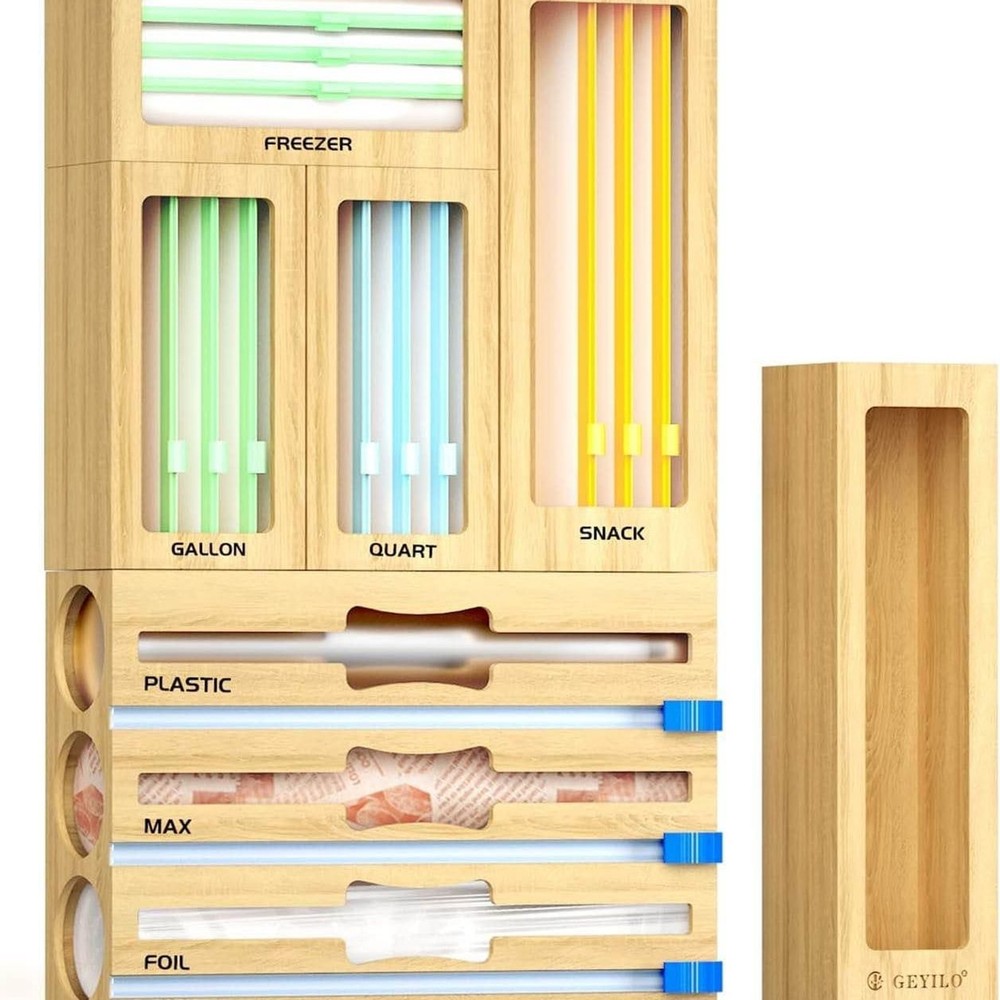 8 in 1 Bag Kitchen Drawer Organizer, Bamboo Foil and Plastic Wrap