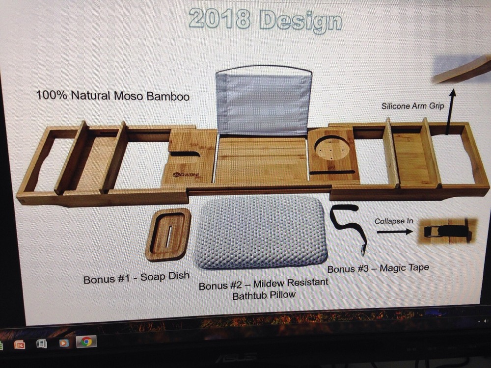 RATINI BATHTUB ESSENTIALS - Includes 2018 Expandable Bamboo Bathtub Caddy Tray +