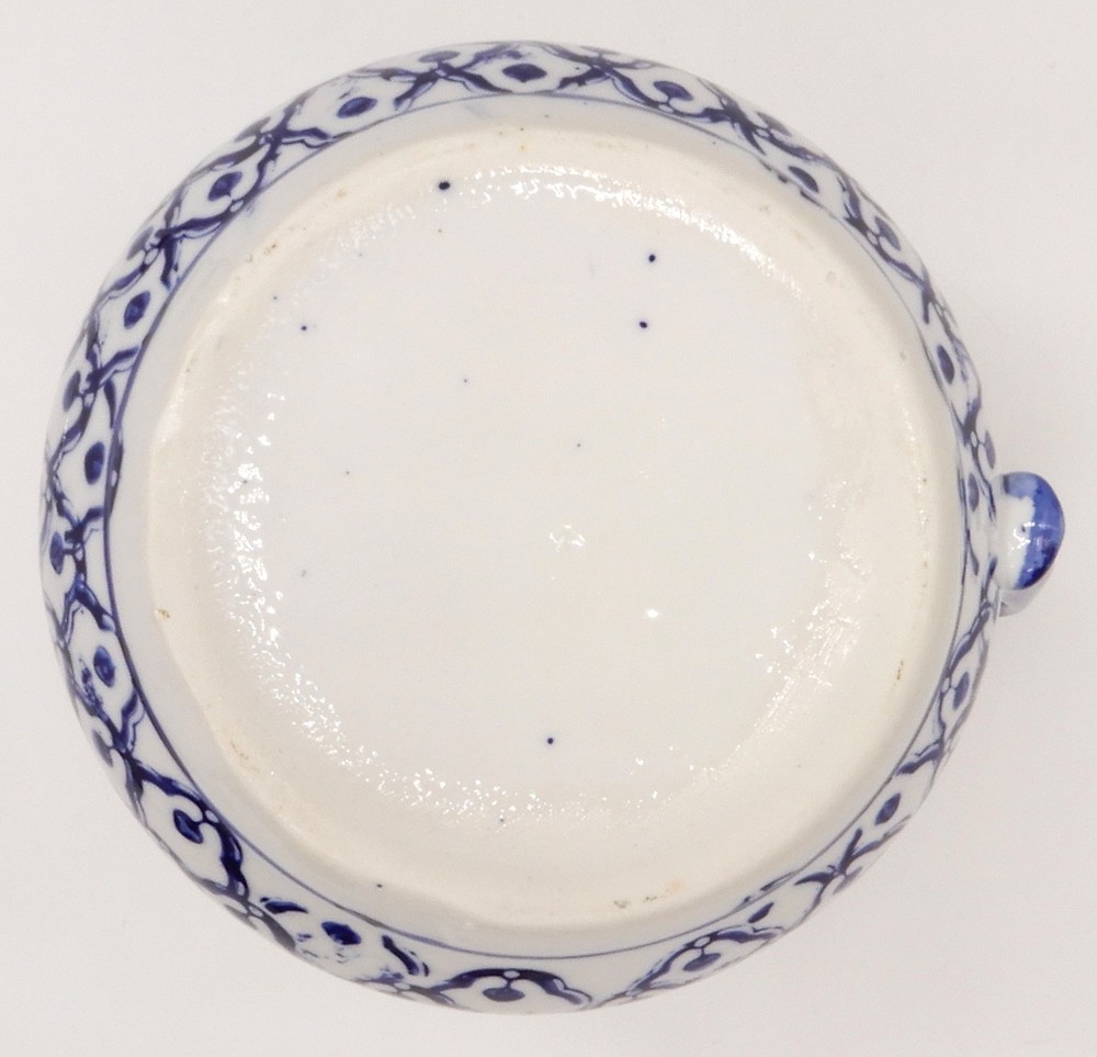 Blue & White Fishnet Pattern Ceramic 32 oz. Pitcher 6.75” Tall