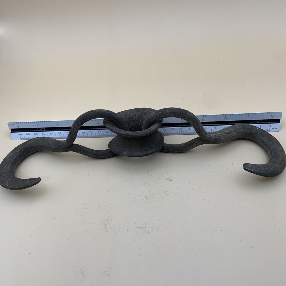 Vintage Industrial Galvanized Steel Interlocking Hook Pulley