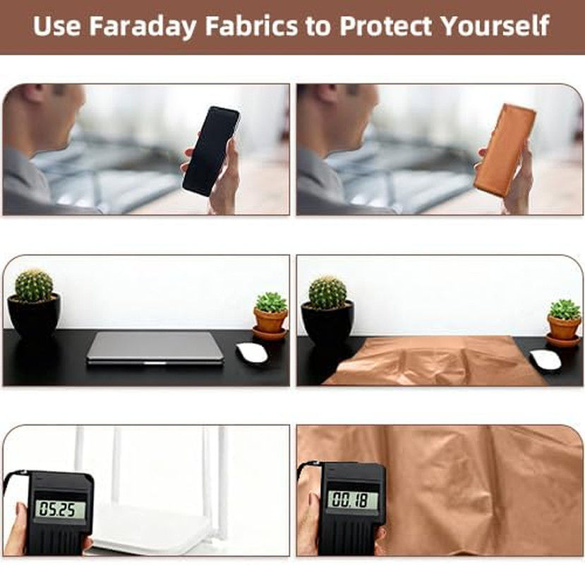 Pure Copper Faraday Fabric RF & LF Electromagnetic Fields Gold Color Blocking Fa