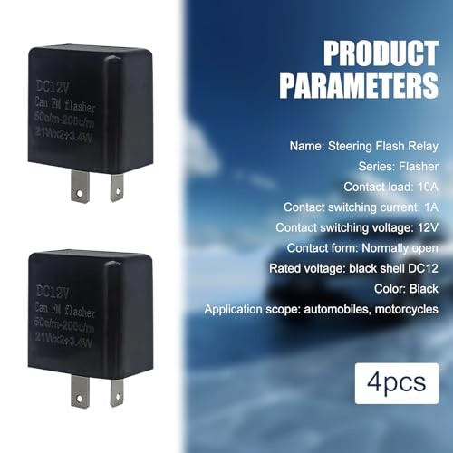 4PCS 2 Pin 12V Adjustable Flasher Relay, LED Halogen Bulbs Blinker Relay,