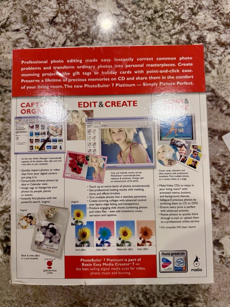 Roxio Photosuite 7 Platinum Software CD PC 1996-2004