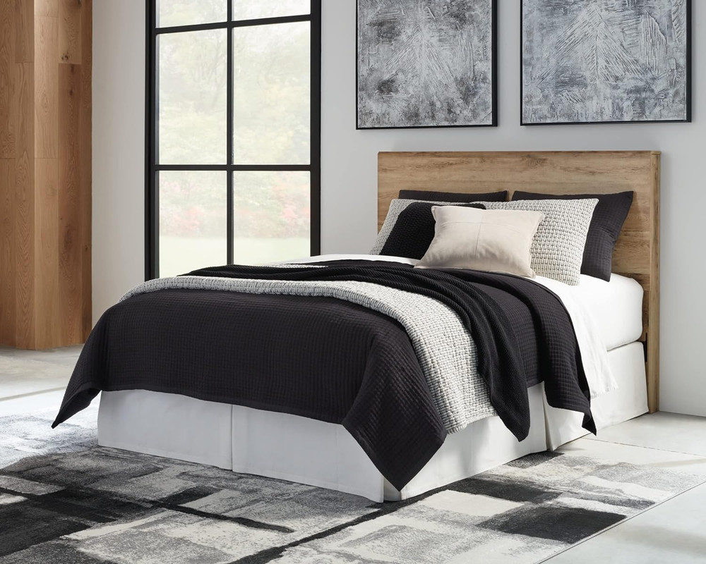 Rustic Brown Laminate Queen Headboard - Hyanna Decorative Panel Only