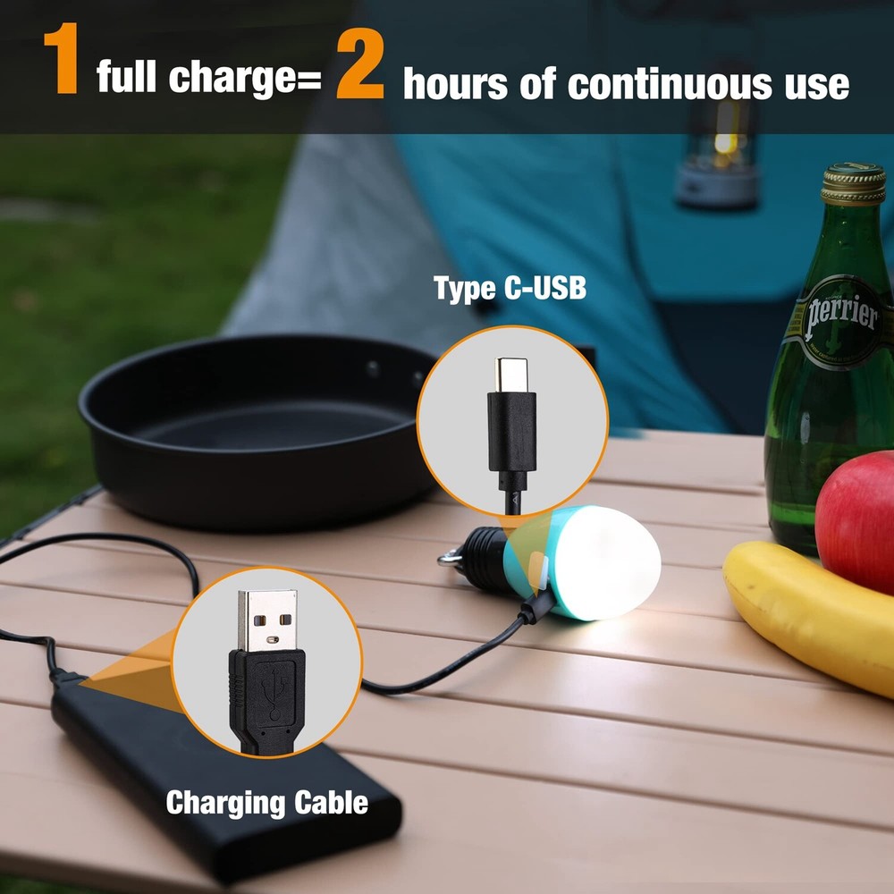 EverBrite 2PACK Rechargeable Camping LED Bulb 3 Lighting Mode USB LED Tent Light