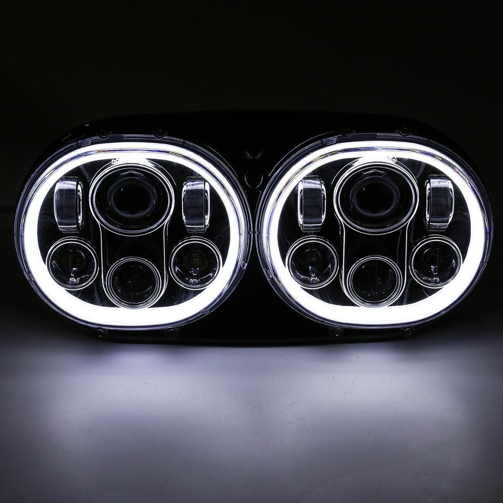 For Harley Road Glide 2004-13 Chrome Dual Projector LED Headlight
