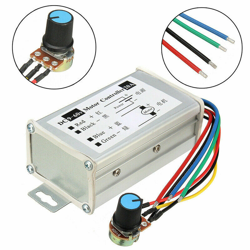 12V 24V Max 20A PWM DC Motor Stepless Variable Speed Control Controller Switch