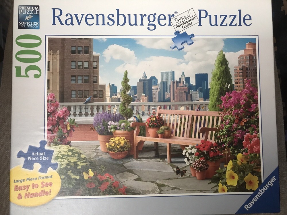 Ravensburger ROOFTOP GARDEN 500 Piece LARGE FORMAT Jigsaw Puzzle Complete