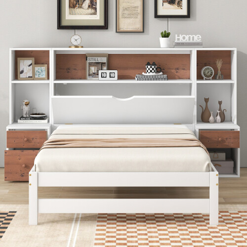 Twin Full Size Platform Bed Frame w/ Storage Headboard & Nightstand Bedroom Sets