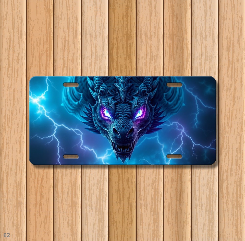 Dragon License Plate Elemental Dragon Visual Art Text Option Available Unique Gi