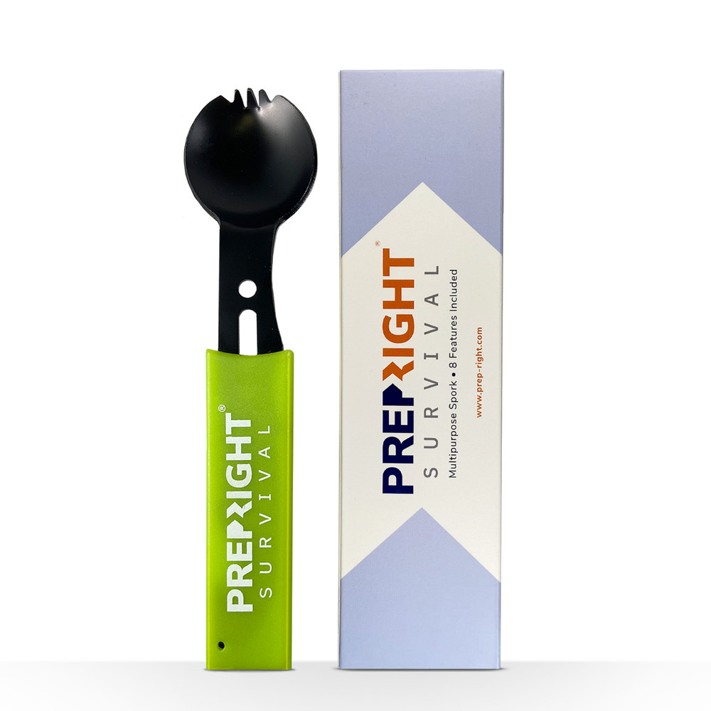 Prep-Right Multipurpose Tactical Spork – Stainless Steel – Green