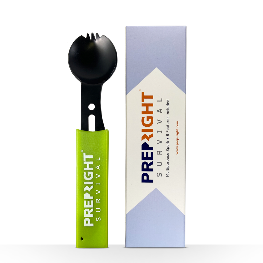 Prep-Right Multipurpose Tactical Spork – Stainless Steel – Green