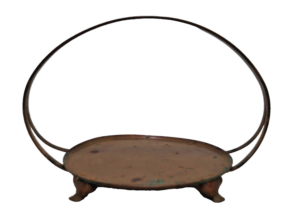 Antique Copper Casserole Carrier Solid Copper Base 7" Diameter Handle 7" High