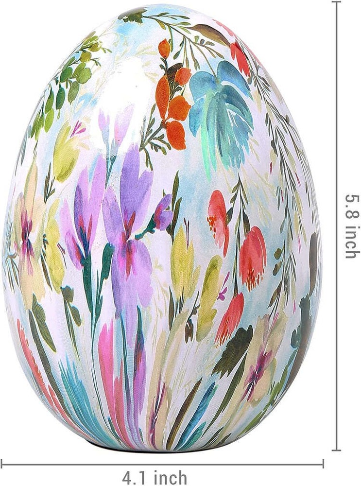 Ceramic Decorative Easter Egg with Artistic Floral Design, Tabletop Decoration