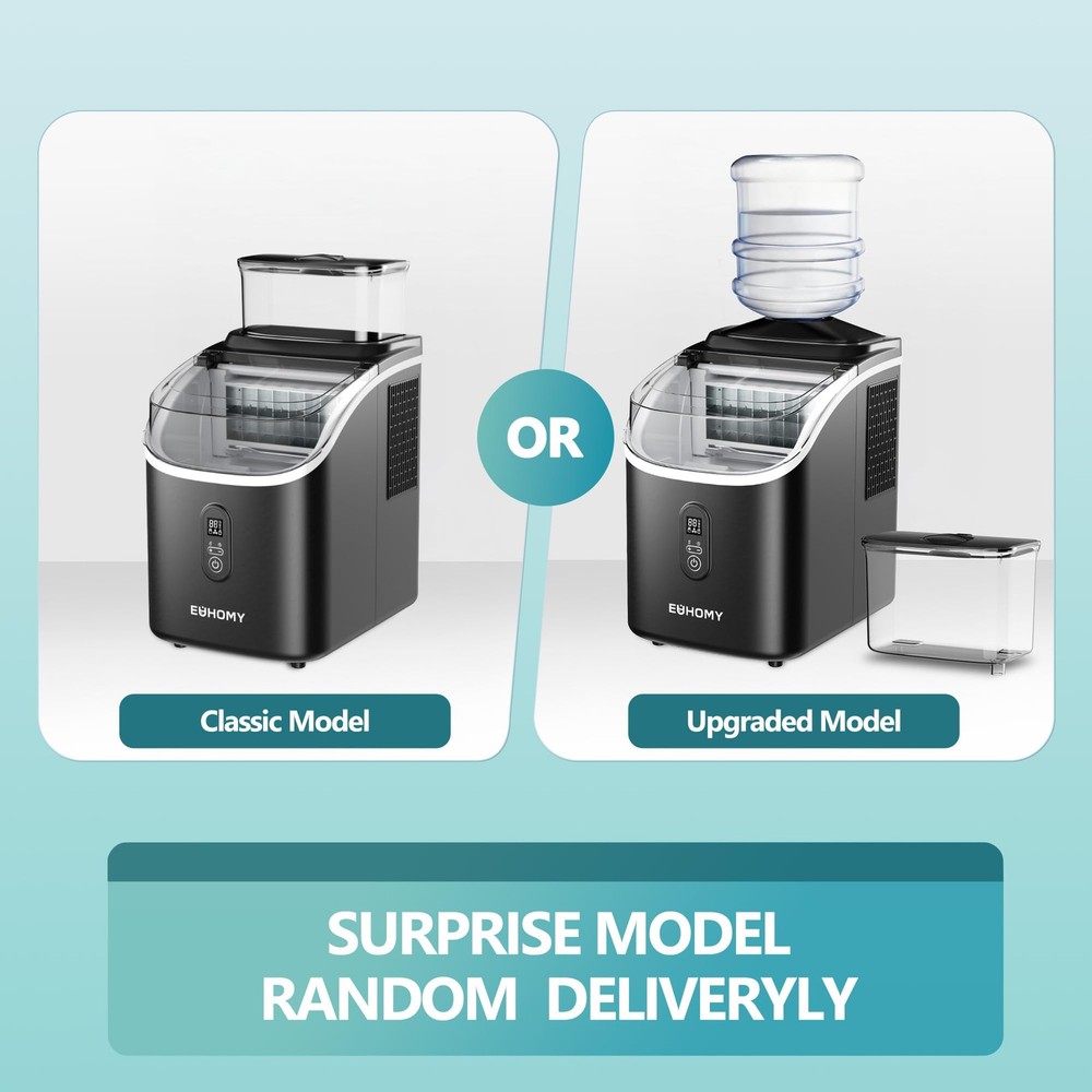 Ice Cube Maker Machine Countertop with External Water Tank, 2 Ways to Add Wat...