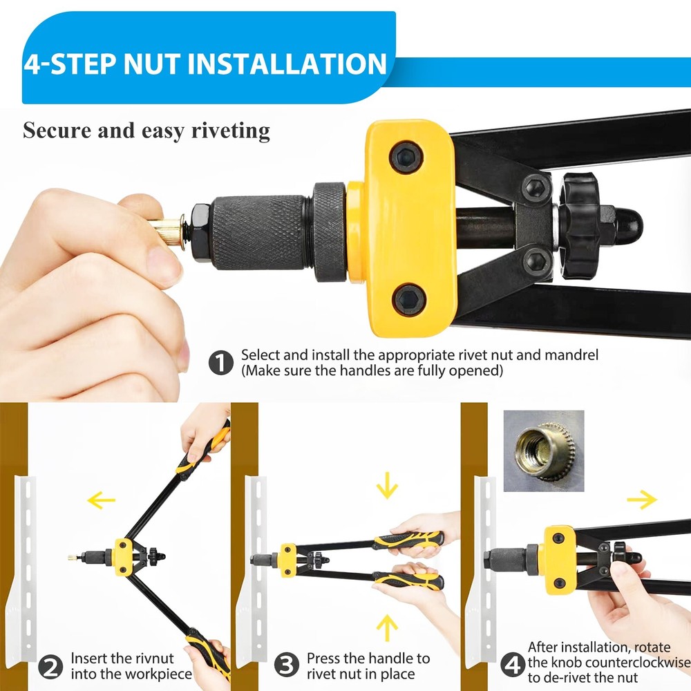 Rivet Nut Gun Kit Rivnut Setting Tools Nut Setter Tool Hand Blind Riveter 14"