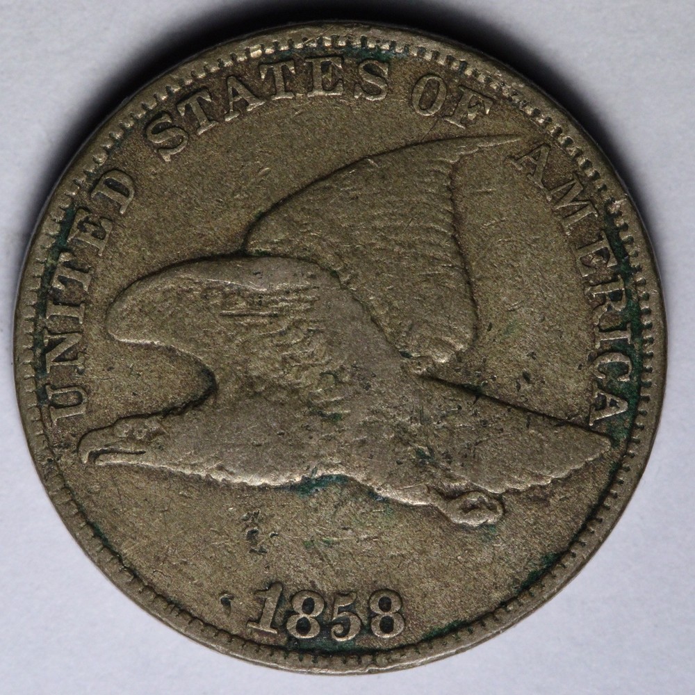 1858 LL Flying Eagle Cent Penny VF E117 WAMA