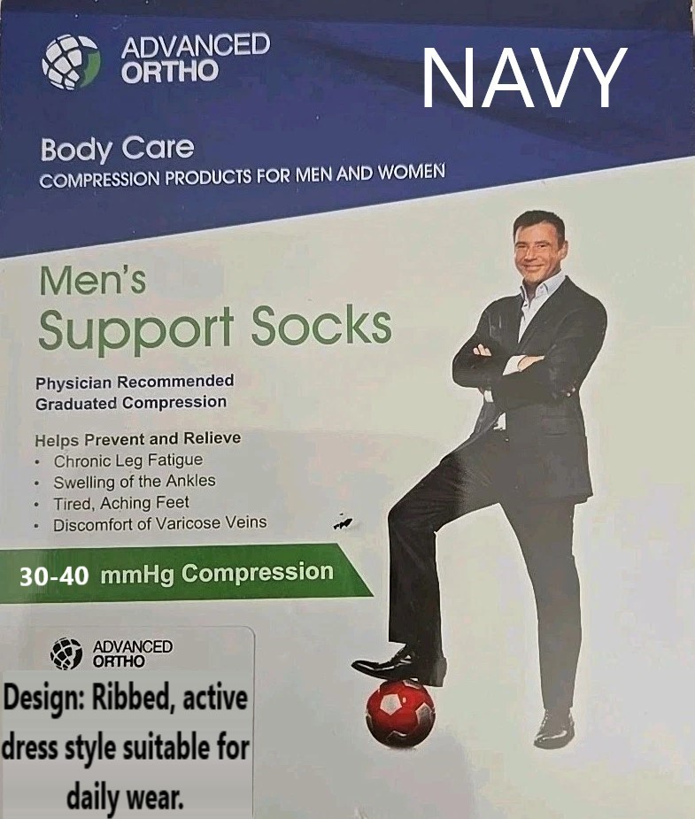 Advanced Ortho Compression Mens Support Socks, 30-40mmHg Navy - Medium