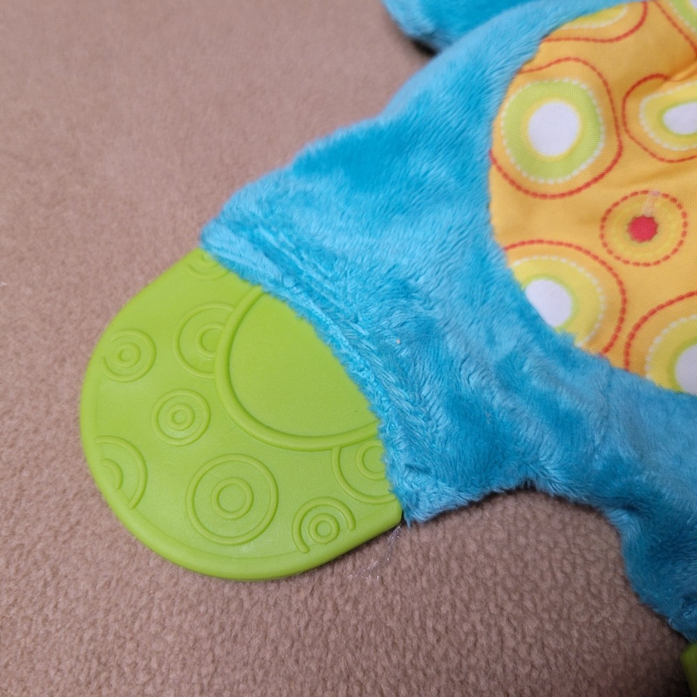 Bright Starts Plush Blue Elephant Teether, Crinkles Toy