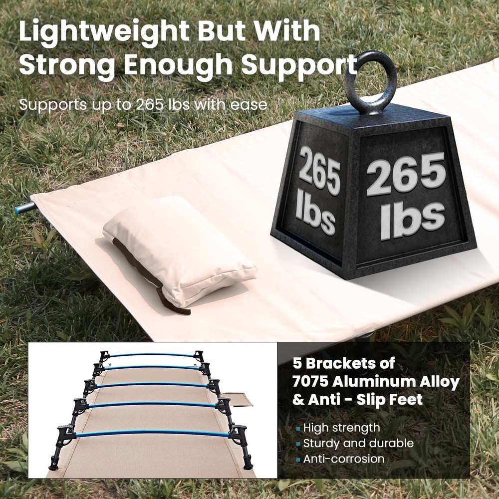 Ultralight Folding Camping Cot, Extra Long Backpack Lightweight Camping Cots ...
