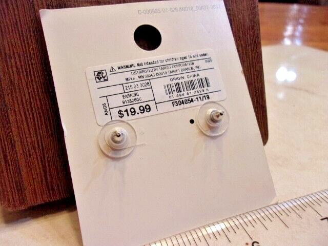 Sterling 925 CZ Square Stud Earrings- New