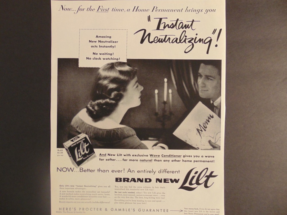 LILT HOME PERMANENT Print Ad 1953 with Instant Neutralizing