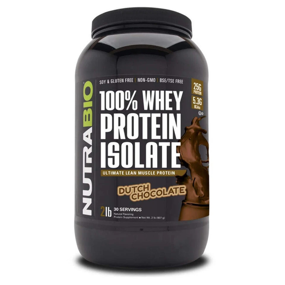 NutraBio Whey Protein Isolate 2lb  DUTCH CHOCOLATE FLAVOR