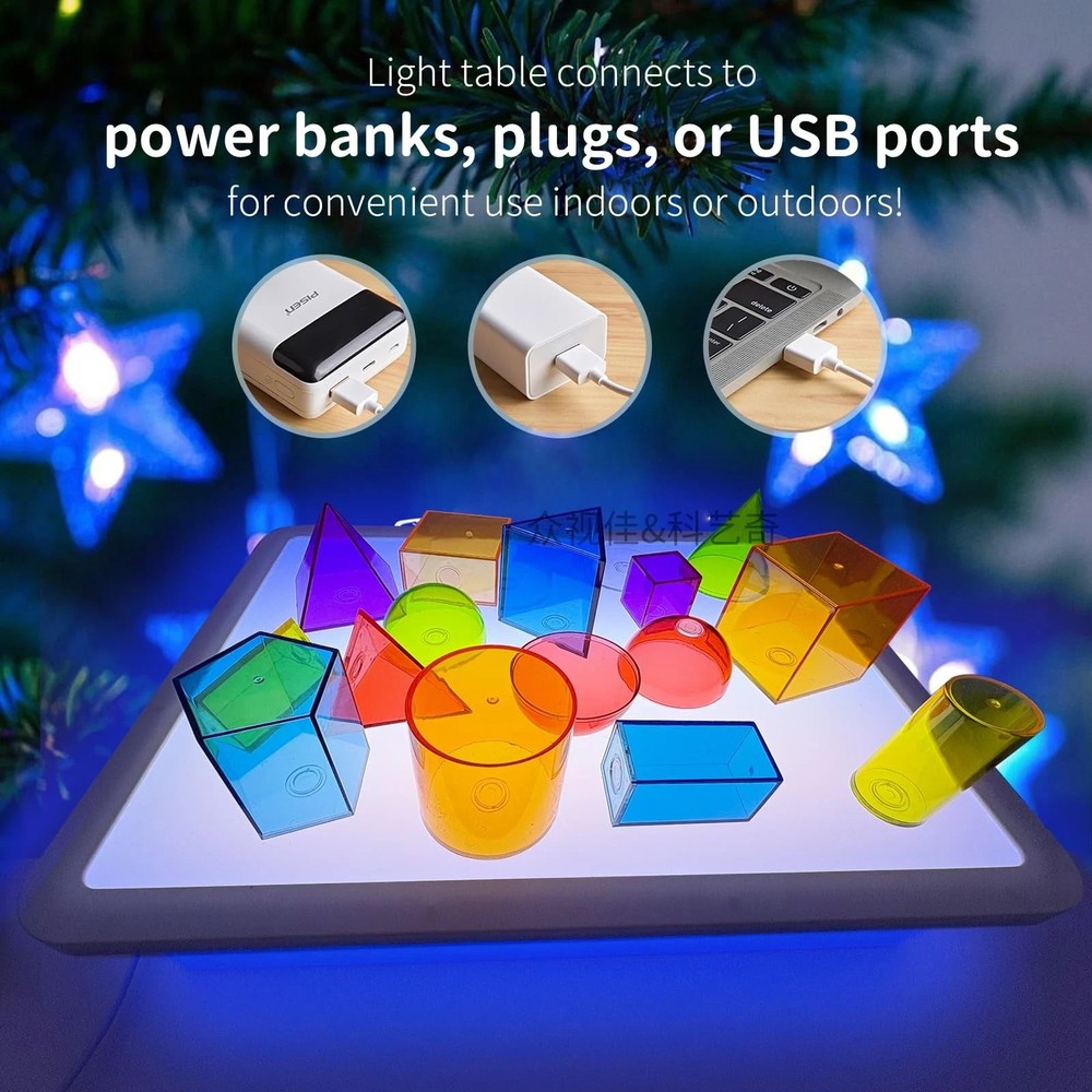 Kids Light Table Sensory Light Box Blue Classroom Learning Stress Relief Gift