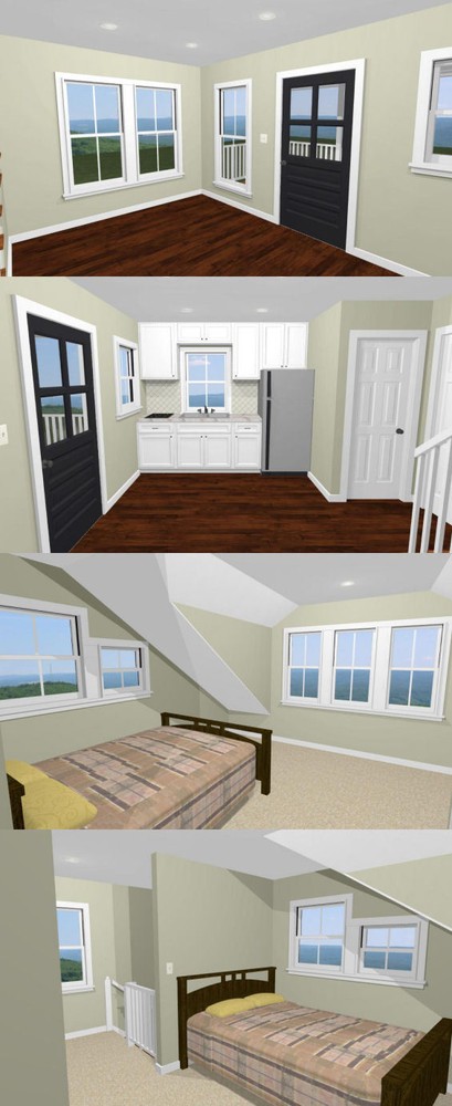 16x16 Tiny House -- 492 sq ft -- PDF Floor Plan -- Model 3A