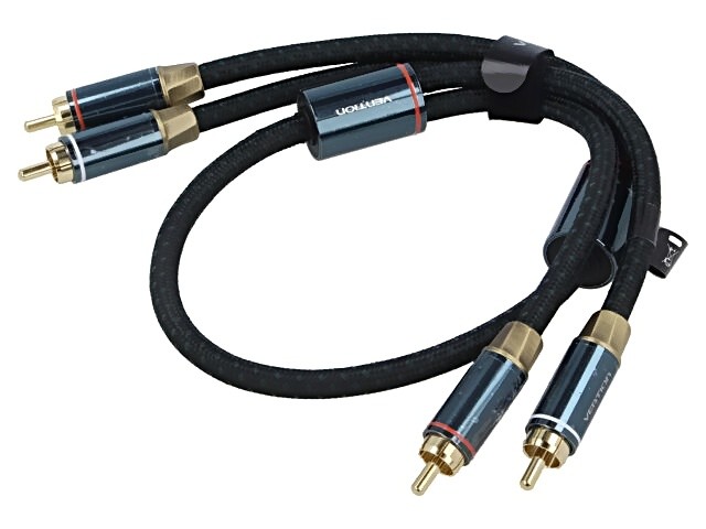 BCUGG cable RCA plug x2, 1.5m black textile VENTION on both sides