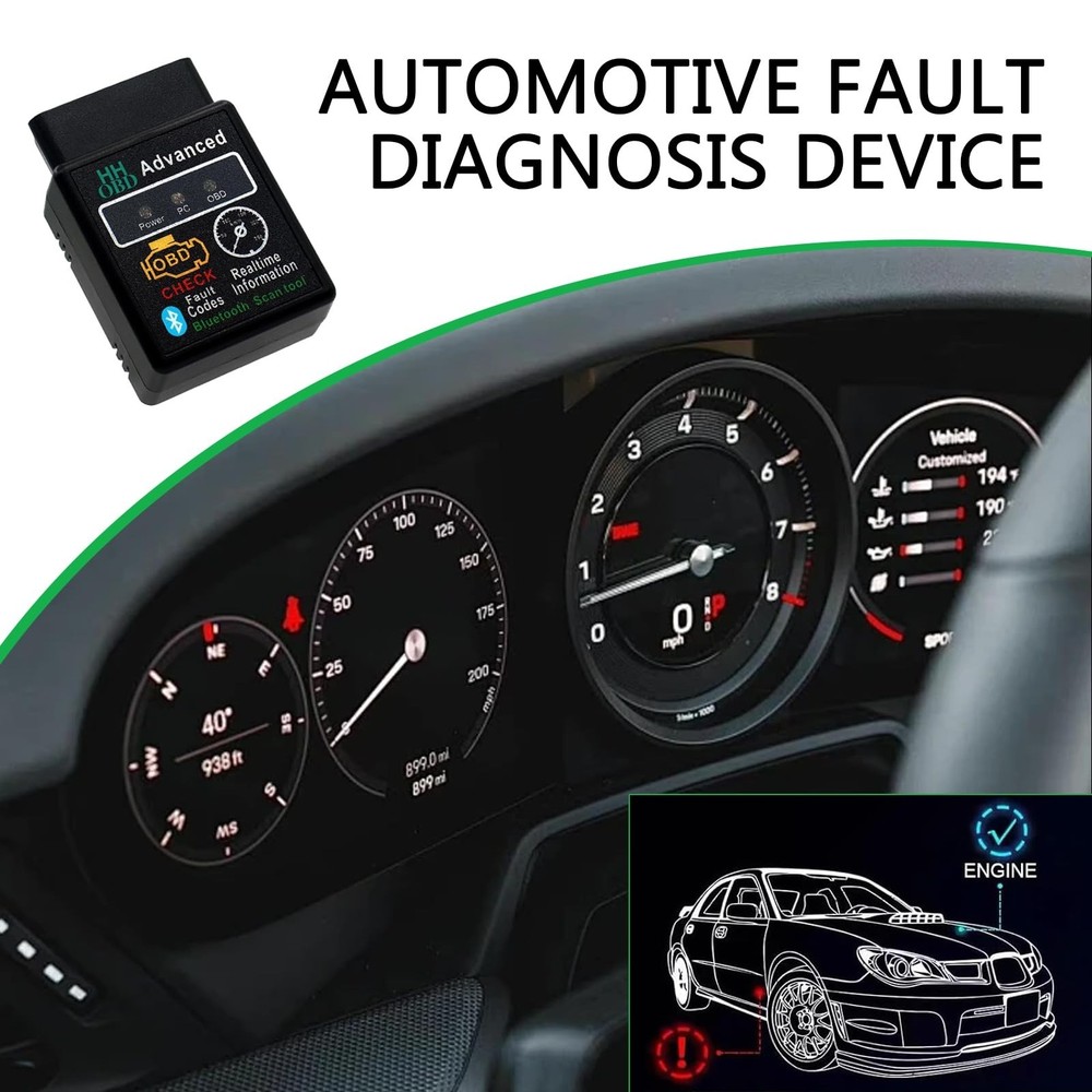 Car OBD2 Bluetooth Diagnostic Tool, Wireless Reset and Clear Fault Codes Devi...