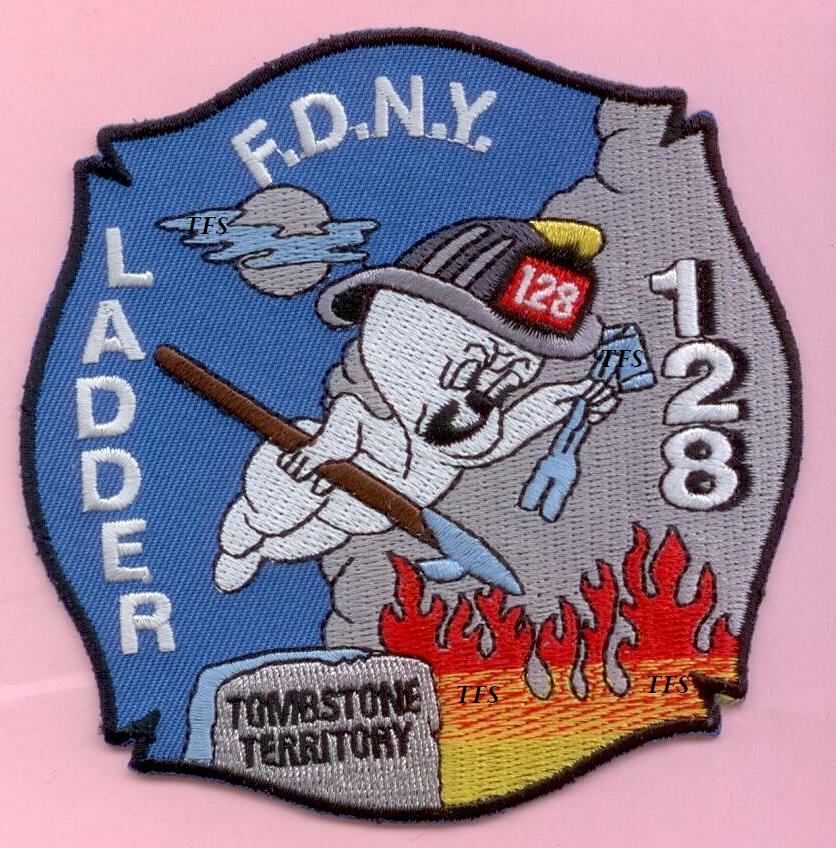 New York City Fire Dept Ladder 128 Patch Blue
