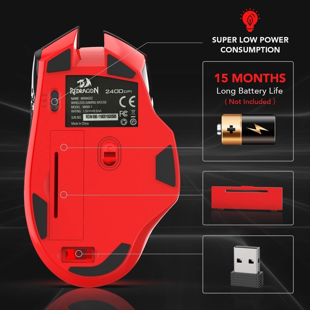 Advanced Ergonomic Wireless Gaming Mouse - Fast Response, 2400 DPI, USB Receiver