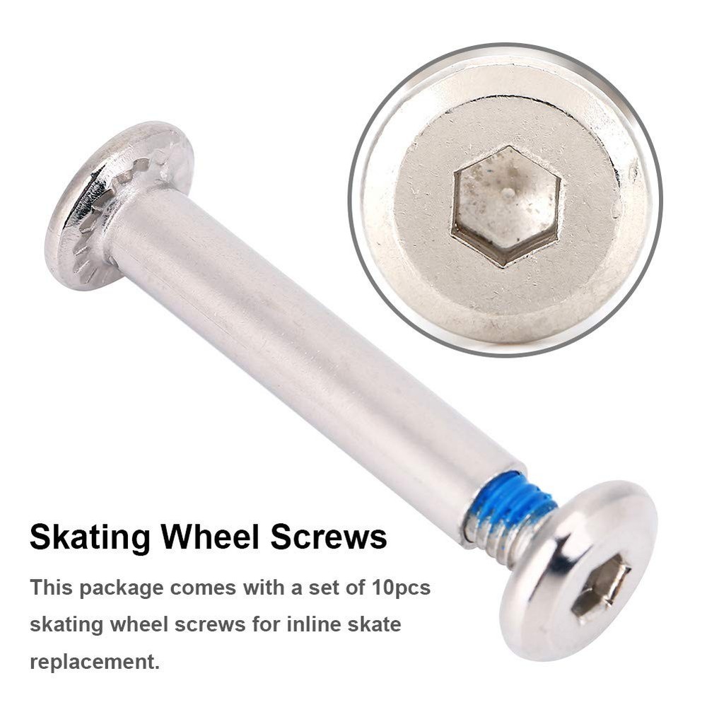Wbestexercises 10pcs Inline Skate Replacement Screws, Skates Wheel silver